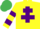 Silk - Yellow, Purple cross of lorraine, hooped sleeves, Emerald Green cap