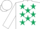 Silk - WHITE, dark green stars, white sleeves & cap