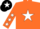 Silk - Orange, White star, Orange sleeves, White stars, Black cap, White star