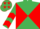 Silk - Emerald Green and Red diabolo, chevrons on sleeves, Emerald Green cap, Red stars