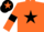 Silk - Orange, Black star and armlets, Black cap, Orange star