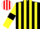 Silk - Black and Yellow stripes, Yellow sleeves, Black armlets, Red and White striped cap