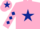 Silk - Pink, Dark Blue star, diamonds on sleeves and star on cap