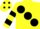 Silk - Yellow, large Black spots, hooped sleeves, Yellow cap, Black spots