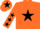 Silk - ORANGE, black star & stars on sleeves, orange cap, black star