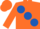 Silk - Orange, large Royal Blue spots