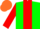 Silk - Green, white and red vertical stripe, green and red reversed sleeves, orange cap