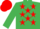 Silk - EMERALD GREEN, red stars, emerald green sleeves, red cap
