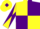 Silk - Yellow and Purple (quartered), diabolo on sleeves, Yellow cap, Purple diamond