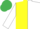 Silk - Yellow and White (halved), White sleeves, Emerald Green cap