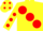 Silk - Yellow, large red spots, yellow sleeves, red spots and spots on cap