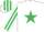 Silk - WHITE, emerald green star, striped sleeves & cap