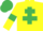Silk - Yellow, Emerald Green Cross of Lorraine, armlets and cap