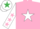 Silk - Pink, White star, White sleeves, Pink stars, White cap, Emerald Green star