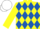 Silk - YELLOW & ROYAL BLUE DIAMONDS, yellow sleeves, white cap