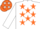 Silk - White, Orange stars, White sleeves