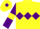 Silk - Yellow, Purple triple diamond, Purple sleeves, Yellow armlets, Yellow cap, Purple diamond