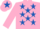 Silk - PINK, royal blue stars, pink sleeves, royal blue star on cap