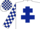 Silk - White, Dark Blue Cross of Lorraine, Dark Blue and White check sleeves and cap