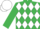 Silk - Emerald Green and White diamonds, White cap