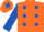 Silk - Orange, Royal Blue spots, sleeves and star on cap