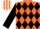 Silk - Orange and Black diamonds, Black sleeves, Orange and White striped cap