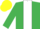 Silk - Emerald Green, White stripe, Yellow cap