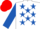 Silk - White, Royal Blue stars and sleeves, Red cap