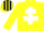 Silk - Yellow, White Cross of Lorraine, Black and Yellow striped cap