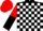 Silk - Black and White check, Red and Black halved sleeves, Red cap