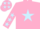 Silk - PINK, light blue star, light blue stars on sleeves, pink cap, light blue stars