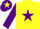 Silk - YELLOW, purple star & sleeves, purple cap, yellow star