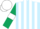 Silk - Light Blue and White stripes, Dark Green sleeves, White armlets, White cap