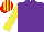 Silk - Purple, Yellow sleeves, Red and Yellow striped cap