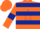 Silk - Orange, Dark Blue hoops, Orange sleeves, Dark Blue armlets and star on Orange cap