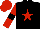 Silk - Black, Red star, Red sleeves, Black armlets, Red cap