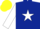 Silk - DARK BLUE, white star, white sleeves, dark blue armlet, yellow cap