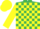 Silk - EMERALD GREEN and YELLOW check, YELLOW sleeves and cap