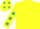 Silk - Yellow, Emerald Green spots on sleeves and cap