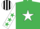 Silk - EMERALD GREEN, white star, white sleeves, emerald green stars, black & white striped cap