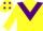 Silk - Yellow, Purple chevron, Purple and Yellow chevrons on sleeves, Yellow cap, Purple spots