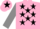 Silk - Pink, black stars, grey sleeves, pink cap, black star