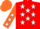 Silk - Red, orange sleeves, white stars and stars on orange cap