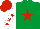 Silk - Emerald Green, Red star, White sleeves, Red stars, Red cap