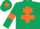 Silk - Dark Green, Orange Cross of Lorraine, armlets and star on cap