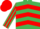 Silk - Emerald Green, Red chevrons, striped sleeves, Red cap