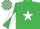 Silk - EMERALD GREEN, white star, diabolo on sleeves, check cap