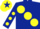 Silk - Dark Blue, large Yellow spots, Dark Blue sleeves, Yellow spots, Yellow cap, Dark Blue star