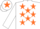 Silk - WHITE, orange stars, orange star on cap