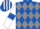 Silk - Royal Blue and Grey diamonds, White sleeves, Royal Blue armlets, White and Royal Blue striped cap